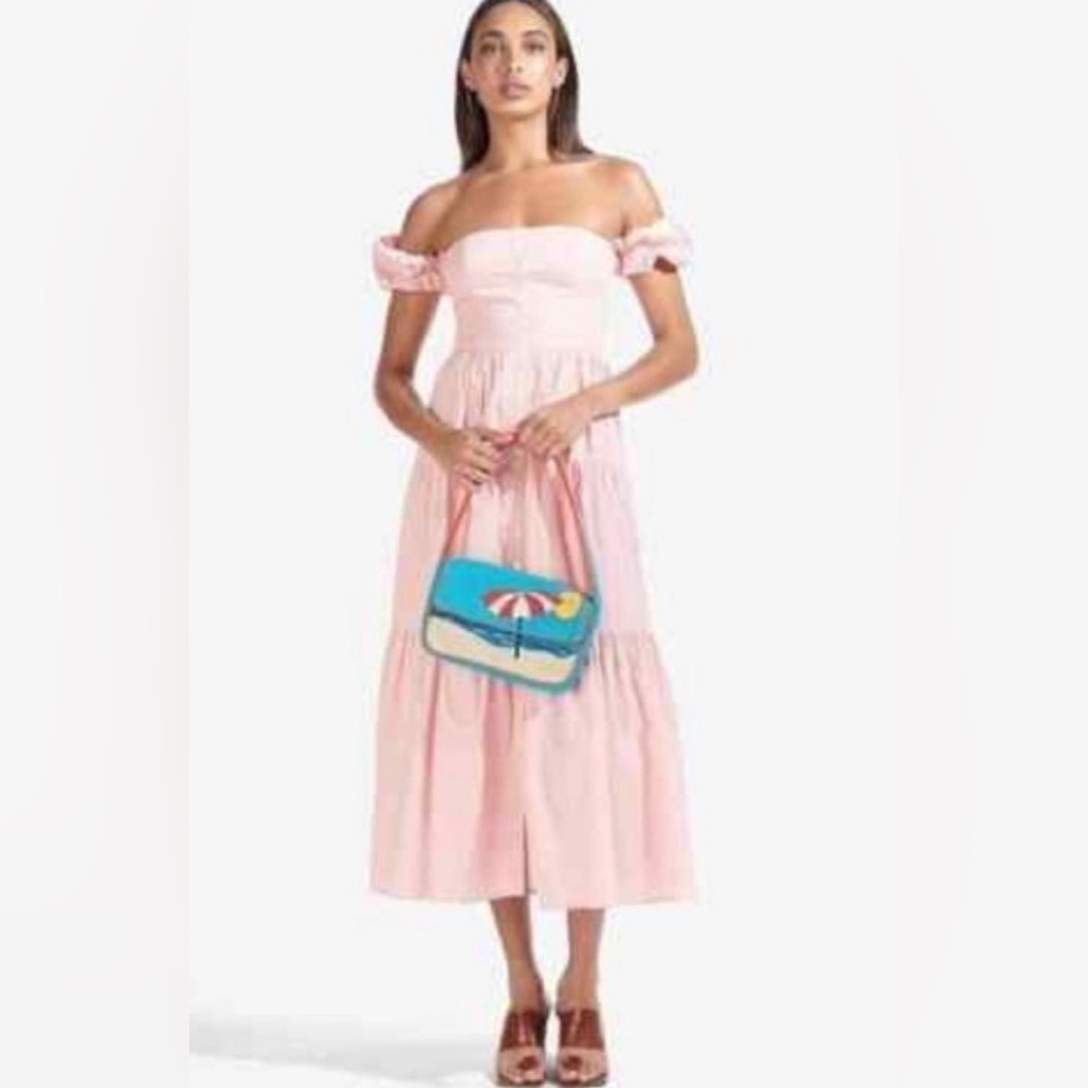 Staud Elio Puff-Sleeve Midi Dress Size 4
